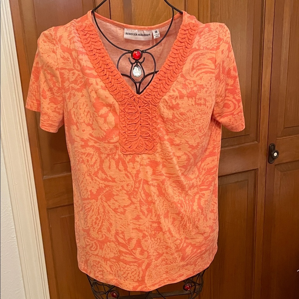 🔥🔥🔥3 for 12$🔥🔥🔥Rebecca Malone Coral Patterned Short Sleeve Top